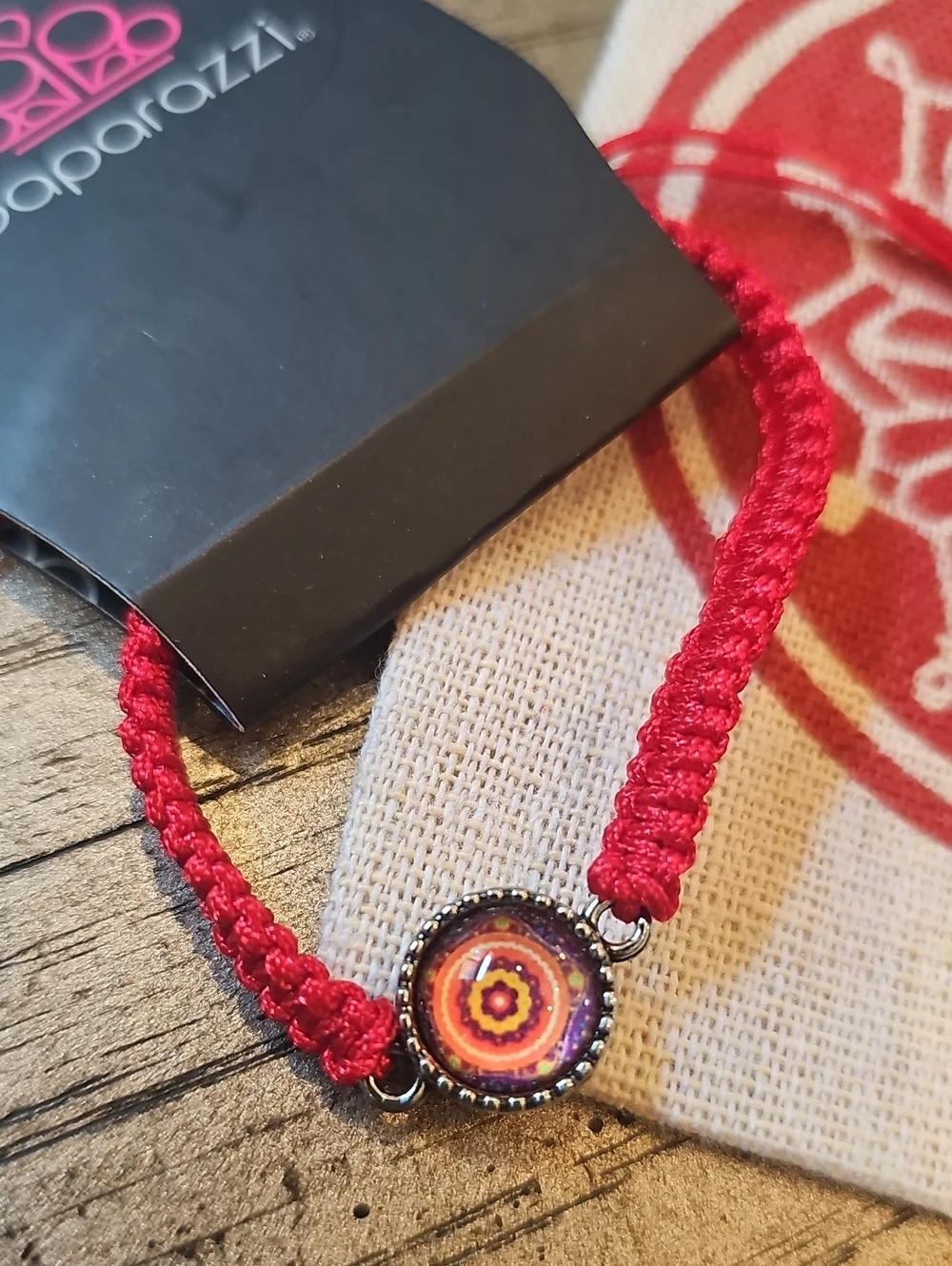 Paparazzi Red Braided Kids Bracelet & Pink Wooden Bow Earrings Set NWT